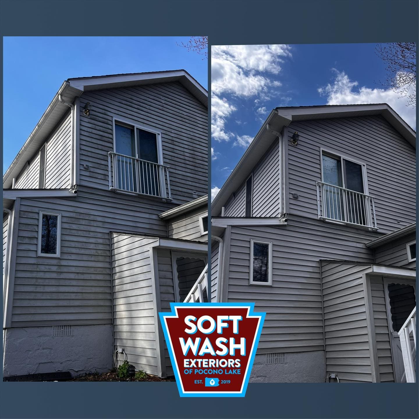 Gray vinyl siding soft wash — algae removal